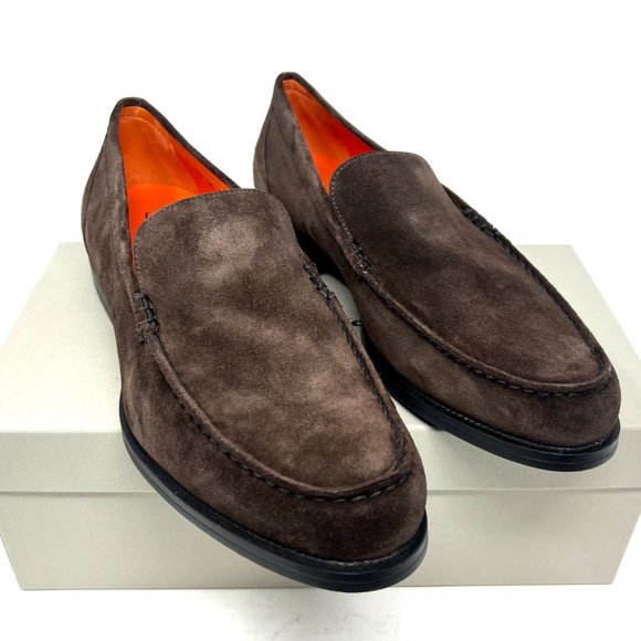 Santoni Faith Suede Loafers Dark Men\'s Shoes main image 10